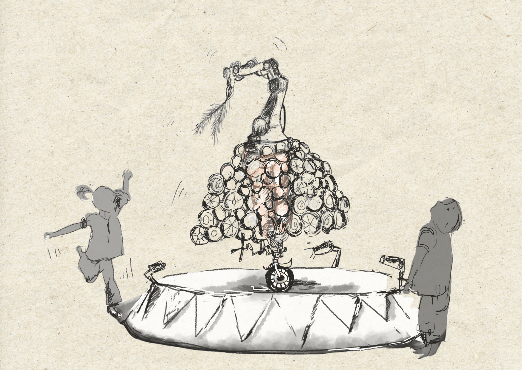 Ned the never ending dancer robot in circus drawing Ned the never ending dancer robot in circus drawing