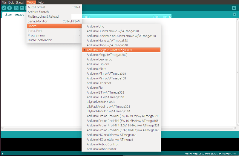 IDE Arduino board selection ide arduino board selection